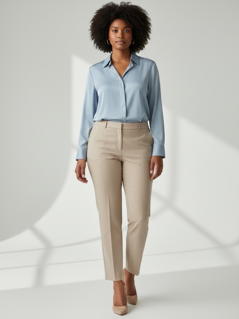 White House Black Market Beige Slim Ankle Trousers Womens 14L Comfort Stretch